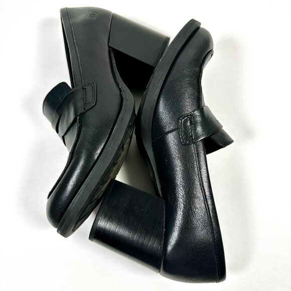 Born Holliston Black Leather Block Heel Loafers | Women’s Size 6 | Cushioned Com - Picture 1 of 16